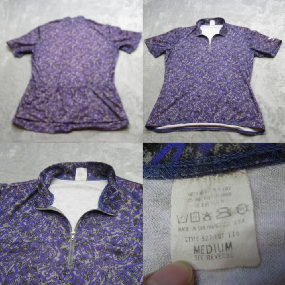 Bellwether Cycling Jersey Unisex Medium Purple‎ Gray 1/4 Zip Short Sleeve USA